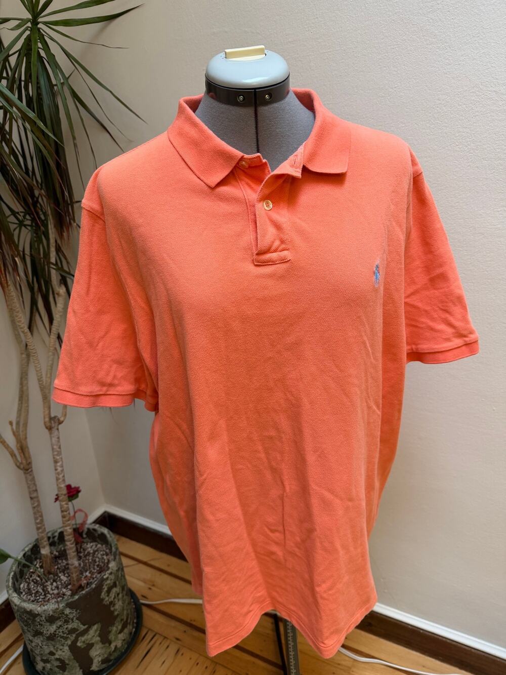 Polo Ralph Lauren Classic Fit Pique Polo Shirt Coral Orange Salmon XL Blue Pony